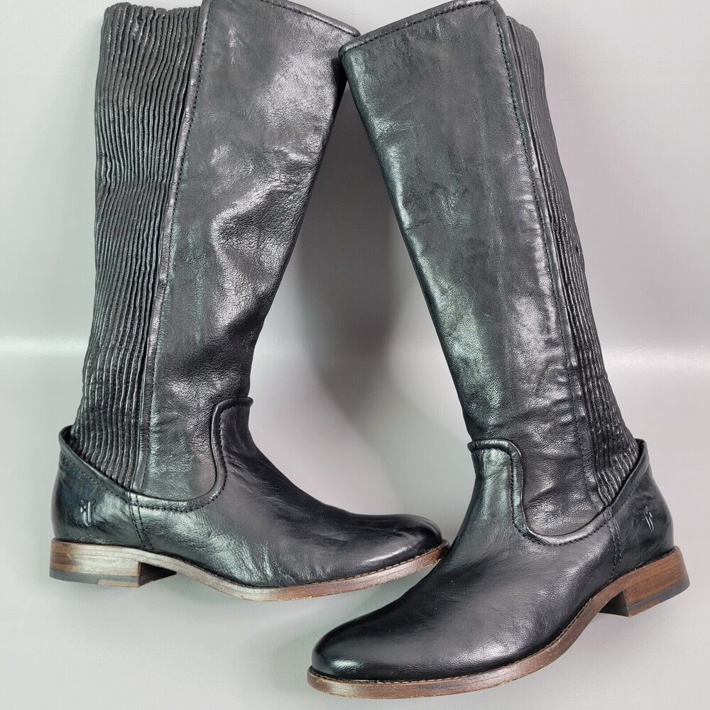 Frye Melissa Scrunch Black Boots Size 6.5 Womens